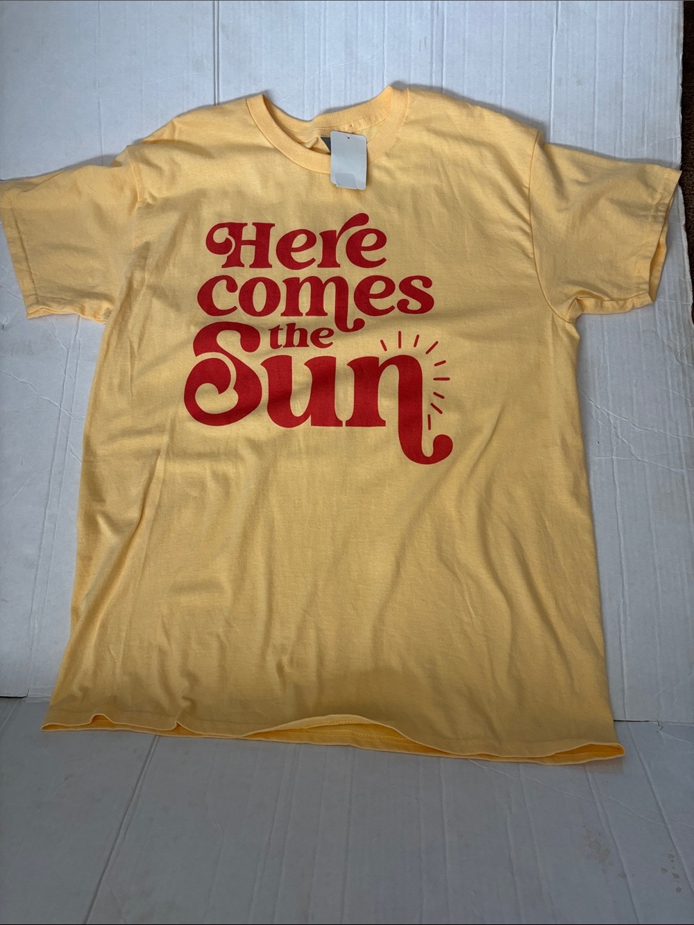 Gildan Yellow Graphic Tee with “Here Comes the Sun" Print